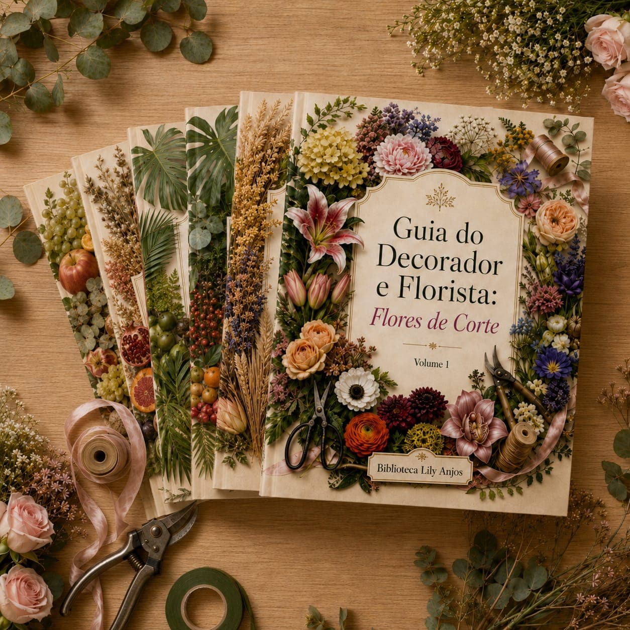 Capa do Volume 1 — Flores de Corte, Biblioteca Lily Anjos.
