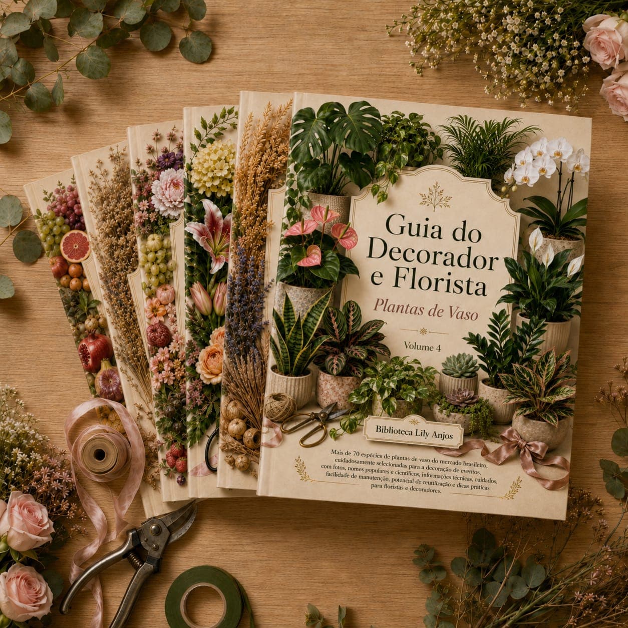 Capa do Volume 4 — Plantas de Vaso, Biblioteca Lily Anjos.